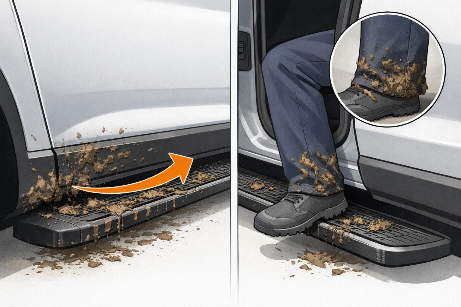 Side skirts stain your trousers: where the design goes wrong