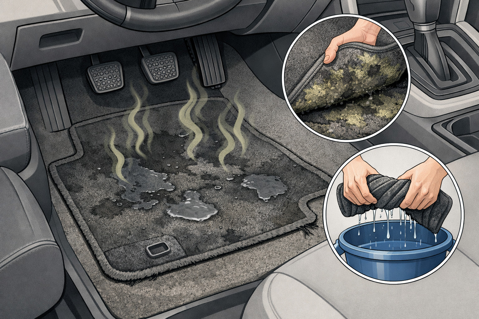 Textile car mats smell and dry slowly: when to replace them