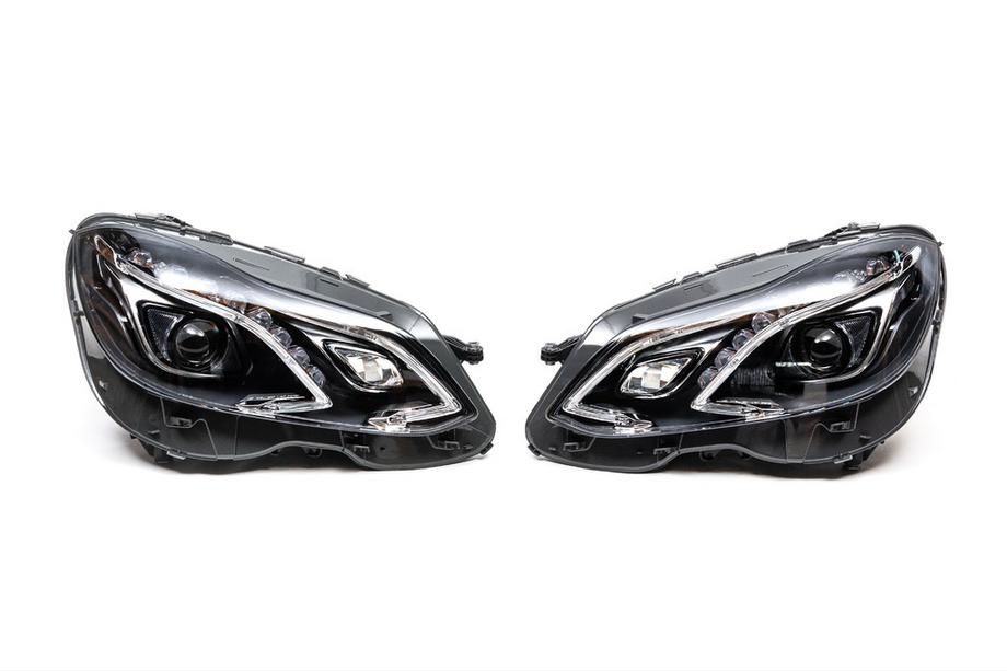 Mercedes E-class W212 2009-2016 Front headlights (pair, facelift, without control units, for vehicles with OEM halogen headlights) Photo 1