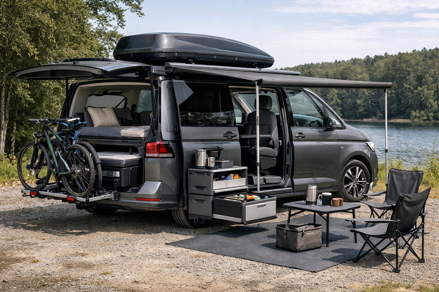 What to fit on the Volkswagen Caravelle T7 for family trips and cabin conversion
