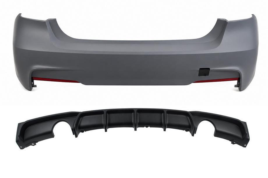 BMW 3 Series F30/F31 2012-2019 Rear bumper with diffuser for dual-side single exhaust M-Sport (for F30) Image