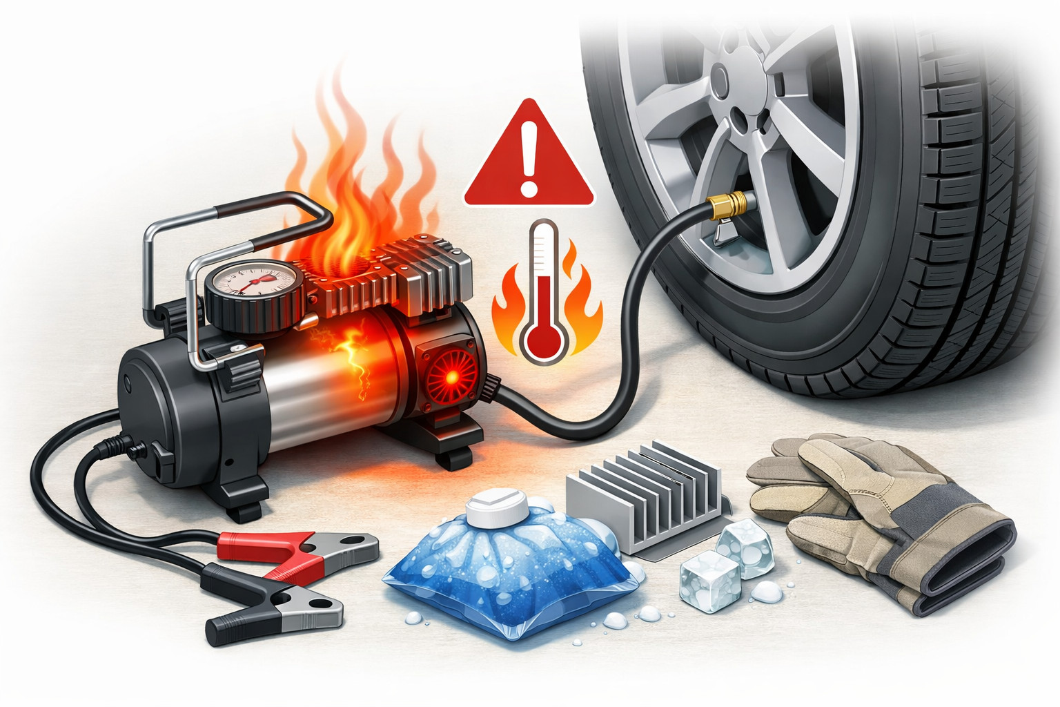 Why a tire compressor overheats while inflating—and what to do