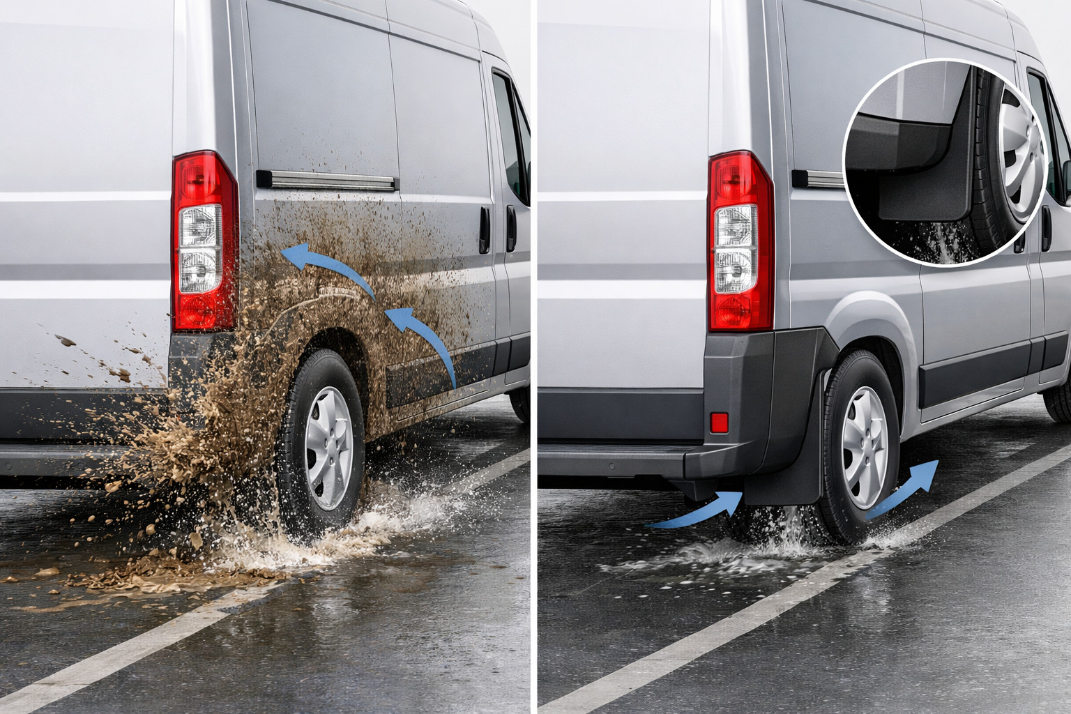 Why Citroen Jumper quickly dirties the sides after rain—and what mud flaps do
