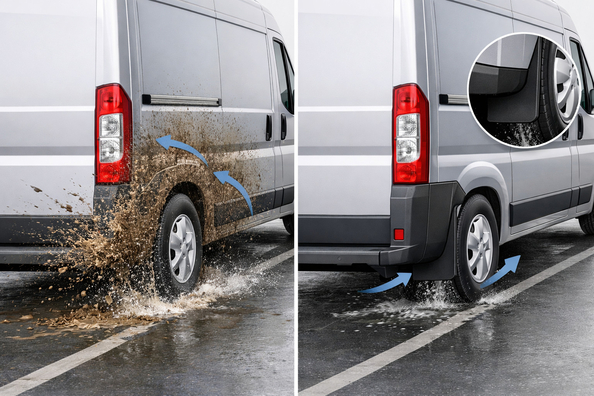 Why Citroen Jumper quickly dirties the sides after rain—and what mud flaps do Photo 1