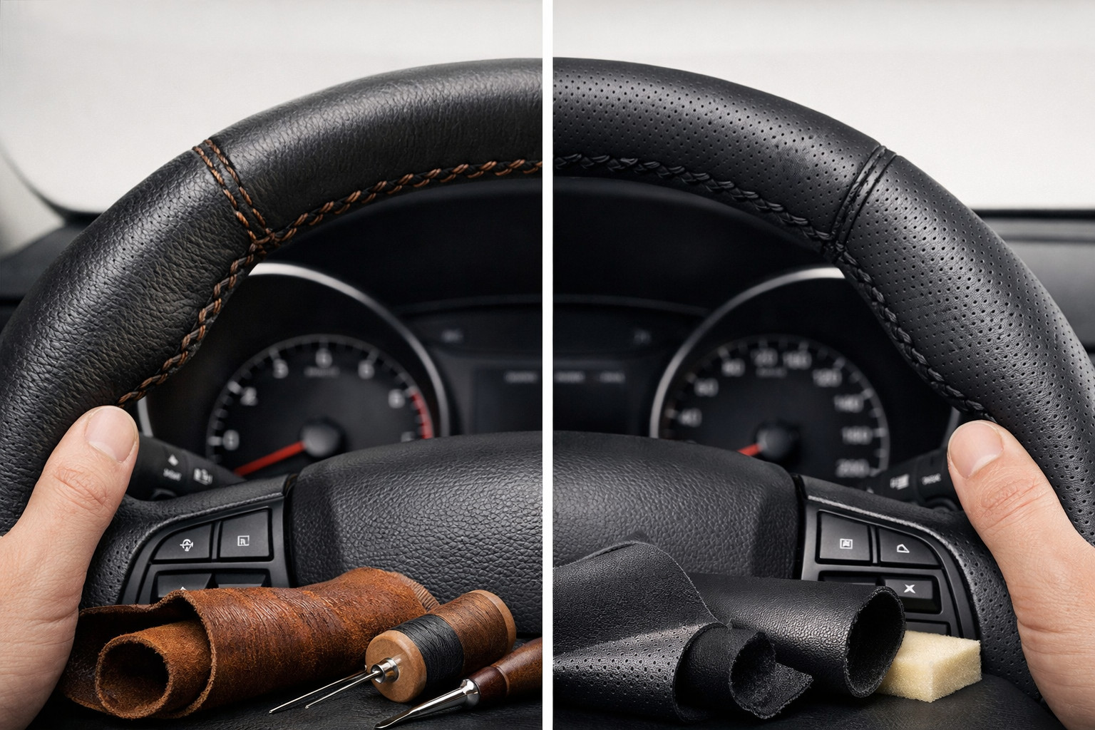 Steering wheel cover: genuine leather or eco leather for daily driving