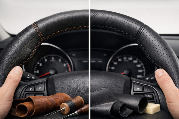 Steering wheel cover: genuine leather or eco leather for daily driving Photo 1