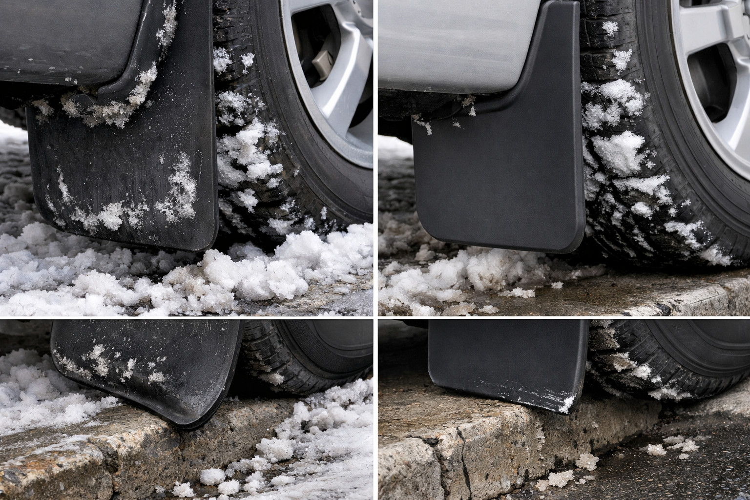 Rubber vs plastic mud flaps: which handles snow and curbs better