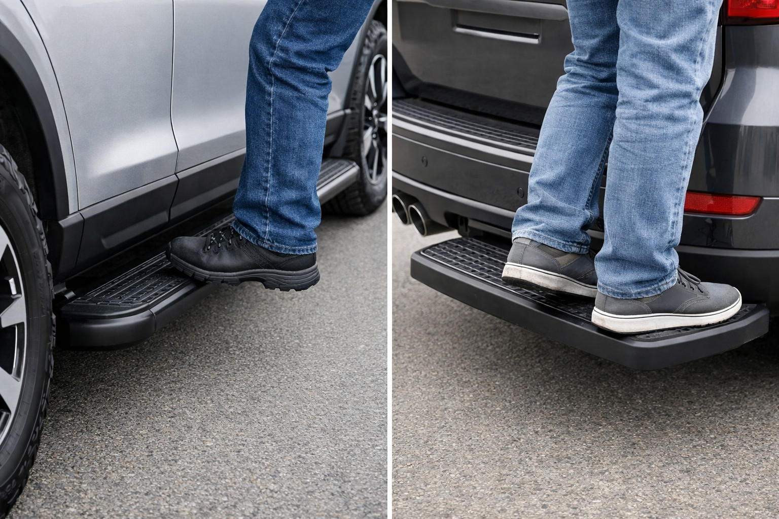 Side steps or rear step: what’s more practical for a tall body?