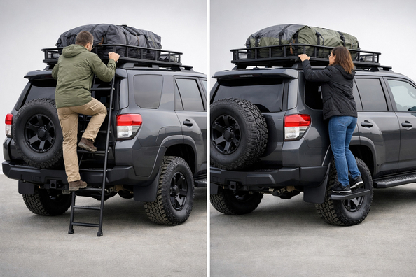 SUV ladder or side steps: which to choose for roof cargo access