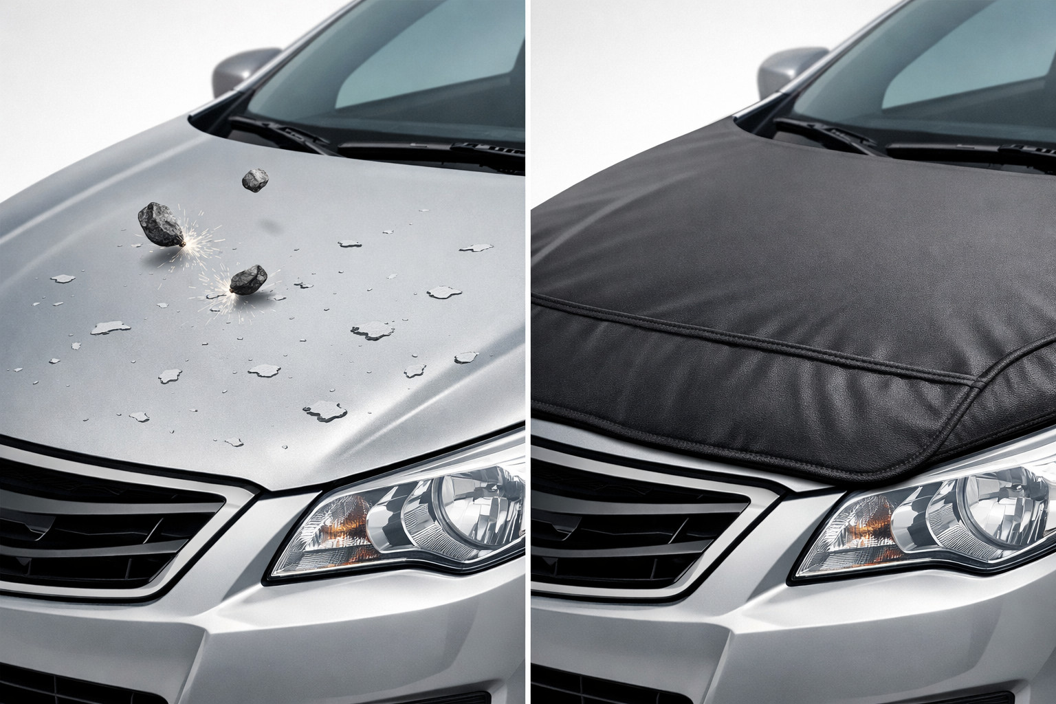 Why stone chips appear on the hood after highway driving and when a hood cover helps
