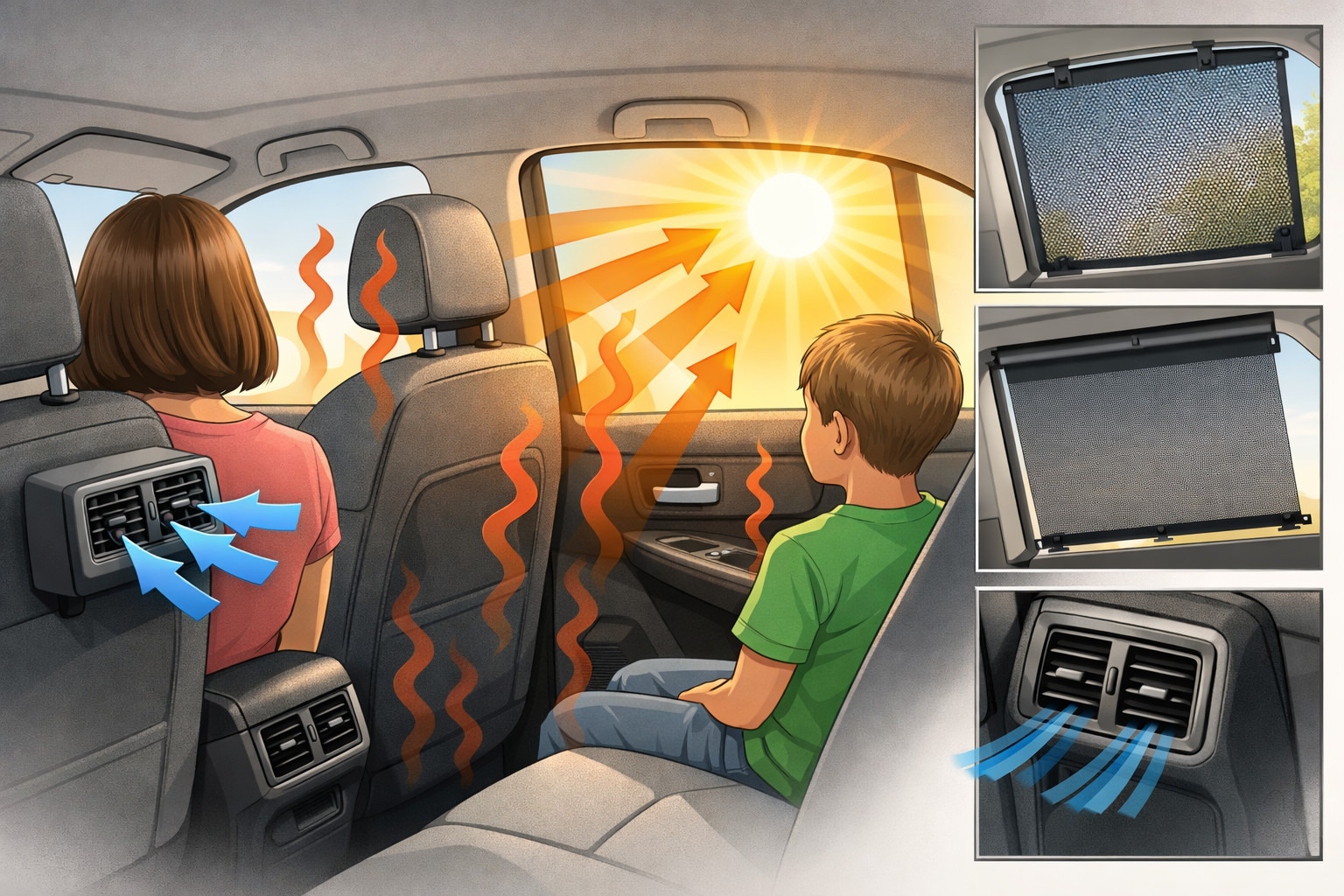 What to do when the sun hits rear passengers and the cabin overheats