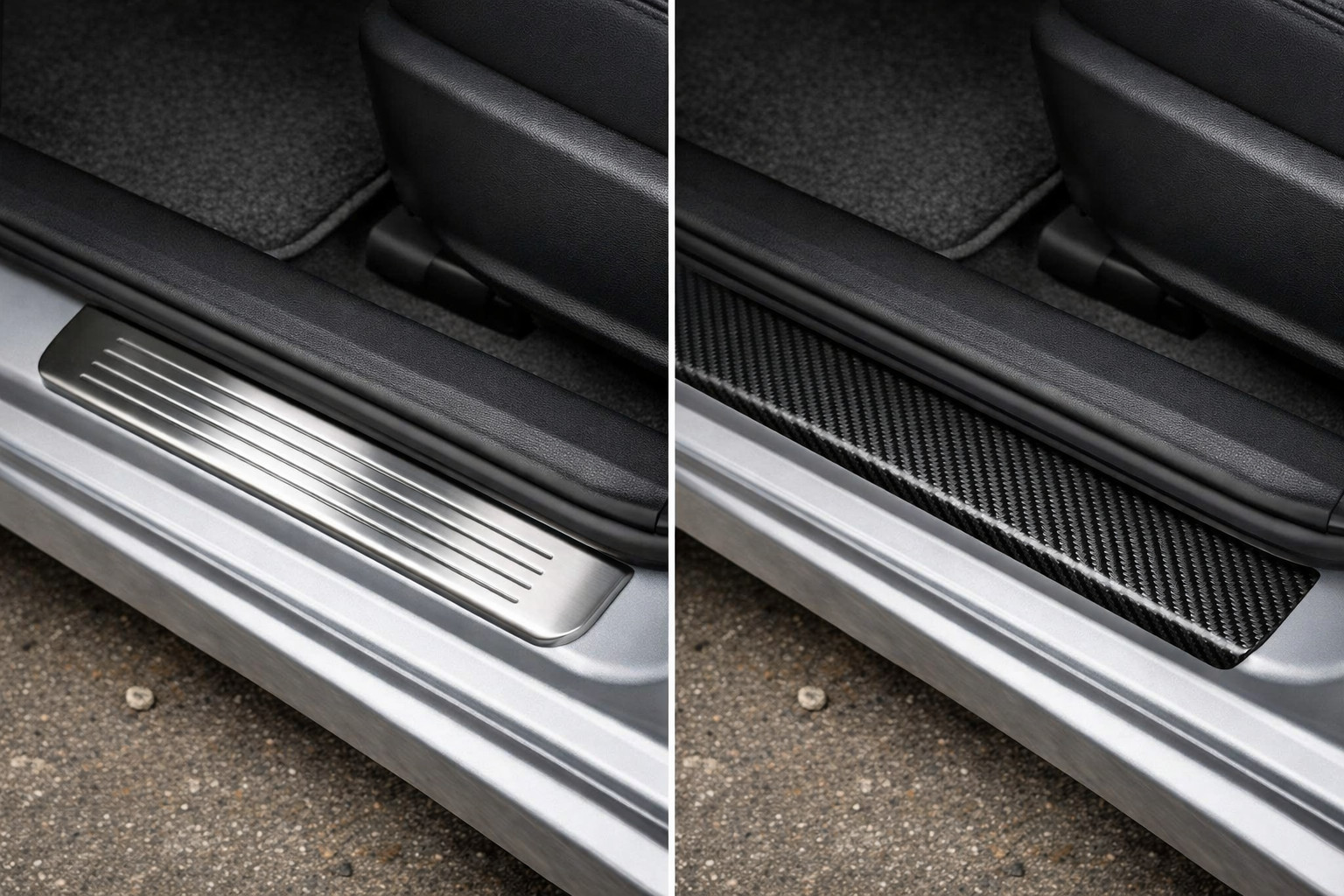 Stainless steel or carbon door sills: what’s more practical for a daily car