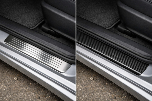 Stainless steel or carbon door sills: what’s more practical for a daily car