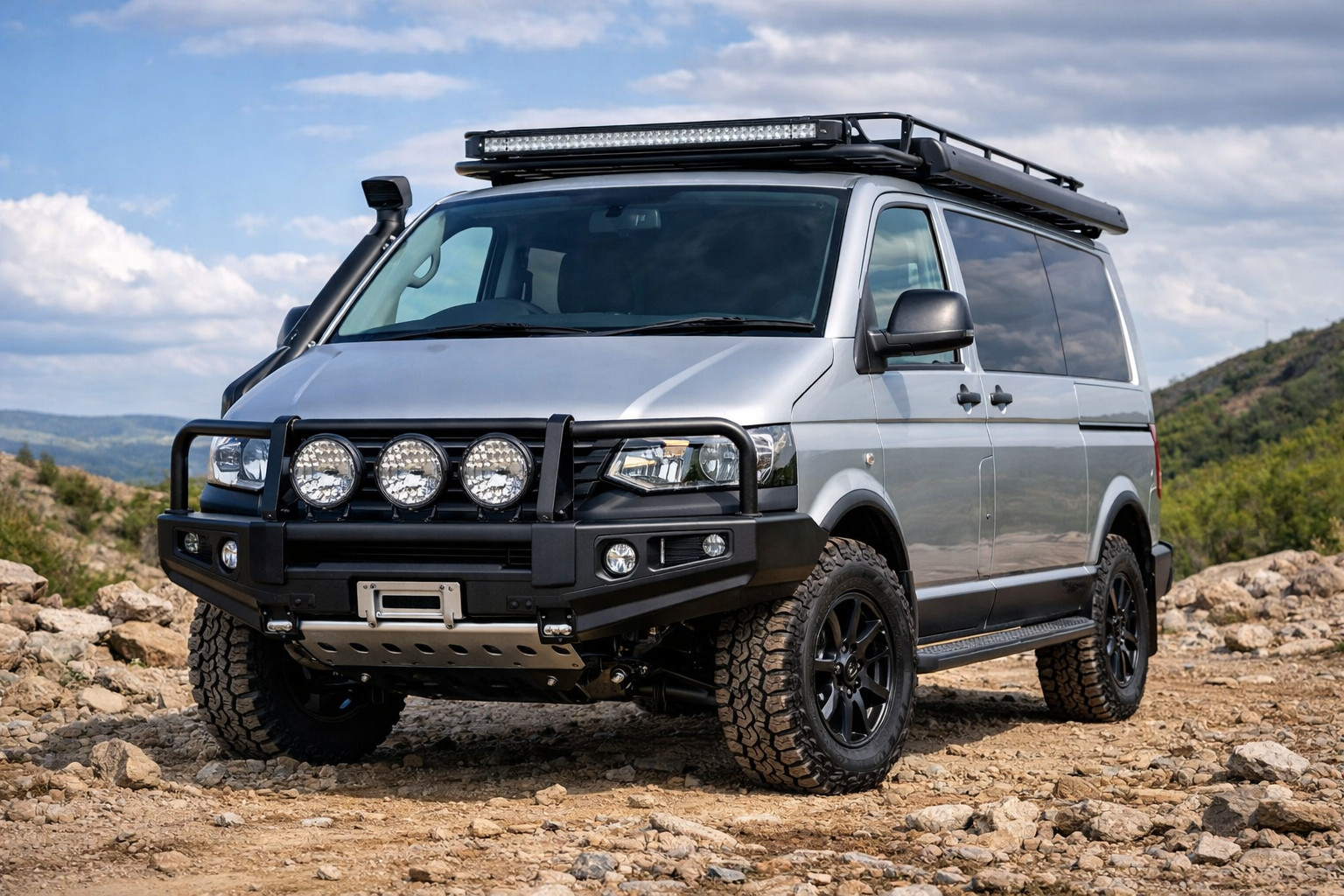 What to fit on a Volkswagen T5 Transporter for highway, stones and front protection