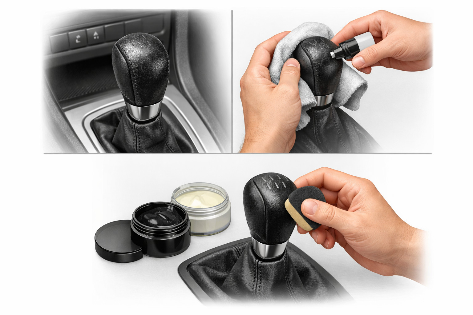How to remove a worn look from the gear knob without reupholstering