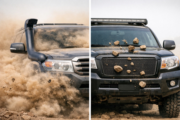 Snorkel or radiator grille cover: which is better against dust and stones Photo 1