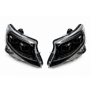 Front headlights 2025 Design LED Black (for Vito, 2 pcs) Mercedes Vito/V-class W447 2014-