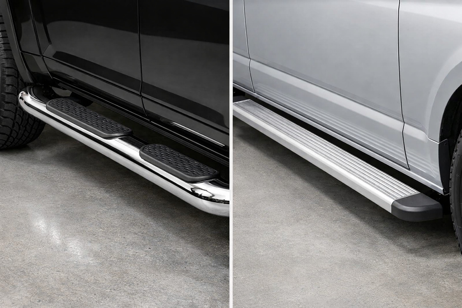 Chrome or aluminum side steps: what to choose for SUV and van