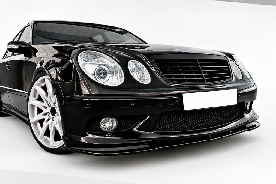 Mercedes E-class W211 2002-2009 DPT Front Lip Spoiler (for AMG, 2002-2006, Gloss Black) Image
