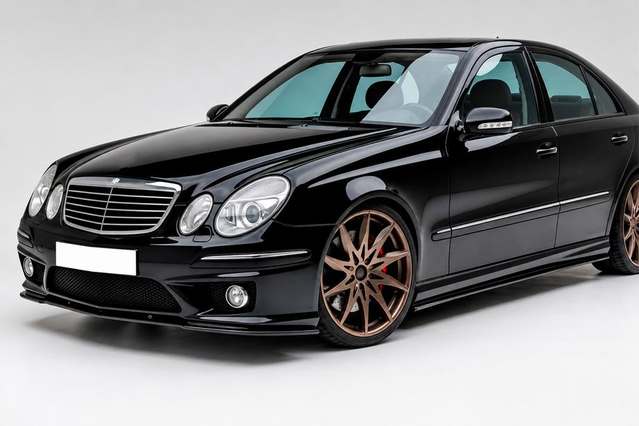 Mercedes E-class W211 2002-2009 Front Lip Spoiler DPT (For AMG, 2006-2009, Gloss Black) Photo 1