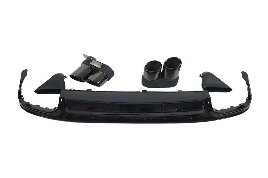 Audi A6 C8 2018–2025 Rear diffuser with exhaust tips S-Style Black (for S / S-Line) Image