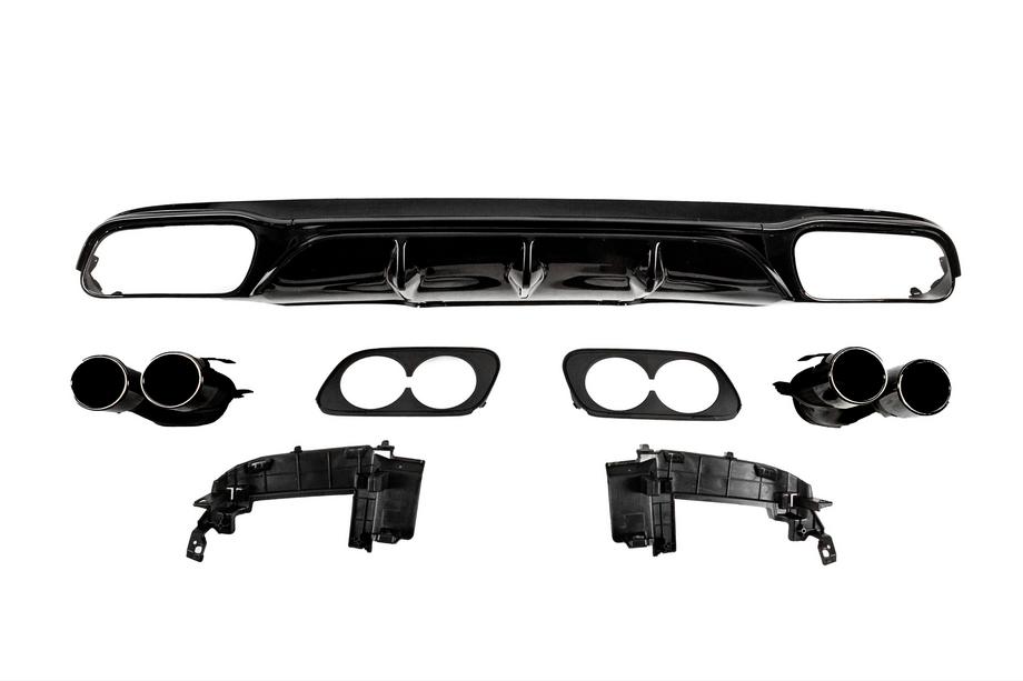 Mercedes E-class W213 2016-2023 Rear diffuser with exhaust tips E53-Design Black (for Base) Image