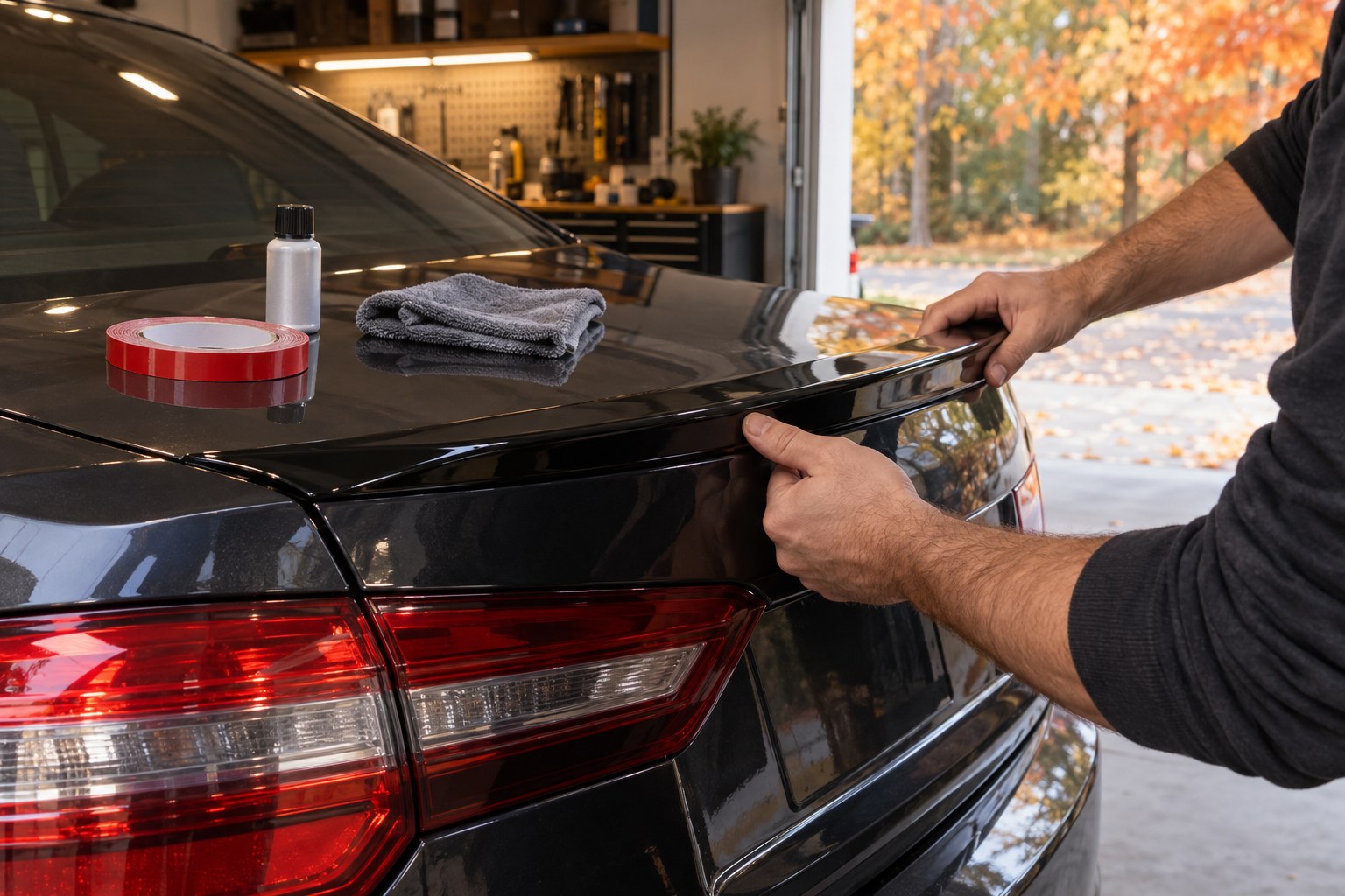 Trunk lid spoiler: does 3M tape hold in frost and how to stick it in autumn