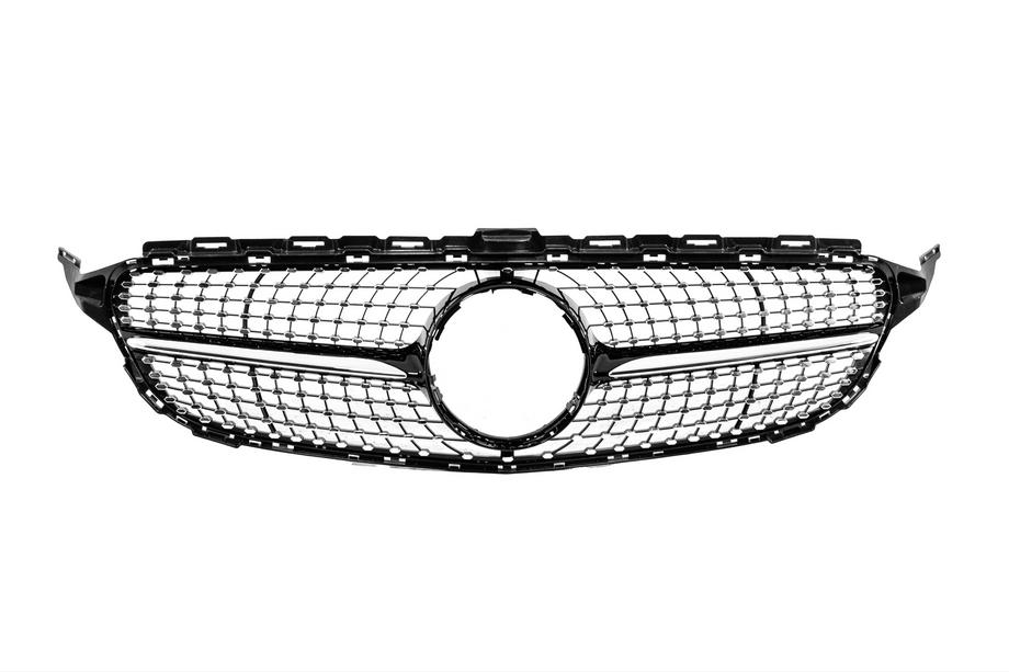 Mercedes C-class W205 2014-2021 Front grille Diamond Black (for Avantgarde/AMG-Line/C43 AMG) 2014-2021, without camera Photo 1