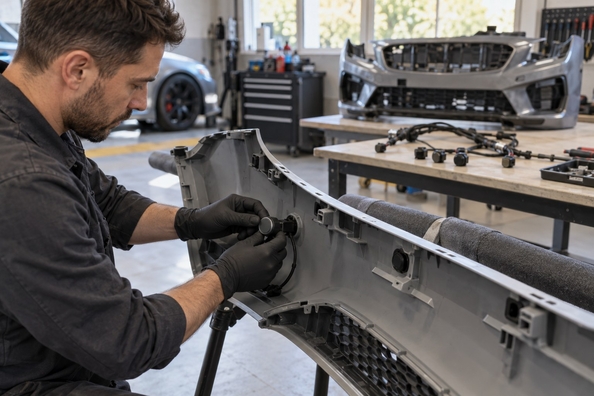 AMG/M-style bumper and parking sensors in winter: why they “see” snow and salt, and how to move them to a new bumper Photo 1