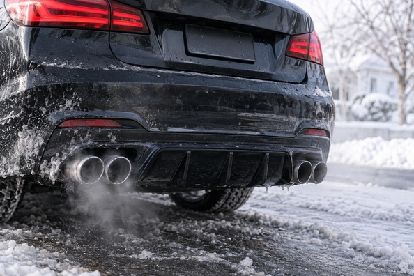 Exhaust tips and rear diffuser in winter: condensation, salt and soot Photo 2