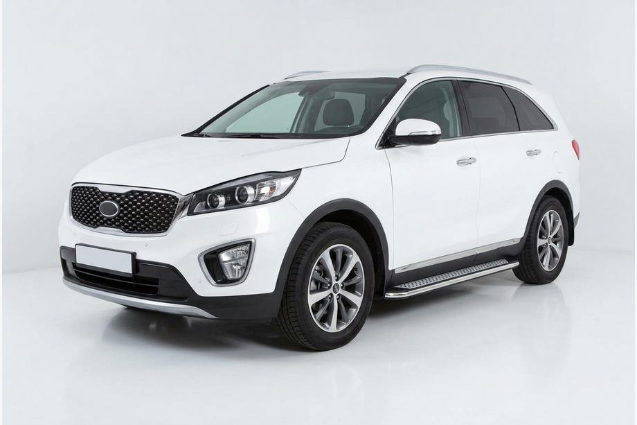 Kia Sorento III UM 2014-2020 Side Steps Maydos V2 (2 pcs, Aluminum & Stainless Steel) Image