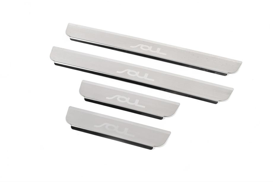 Kia Soul II 2013-2018 Natanika Premium Door Sill Protectors (4 pcs, Stainless Steel) Image
