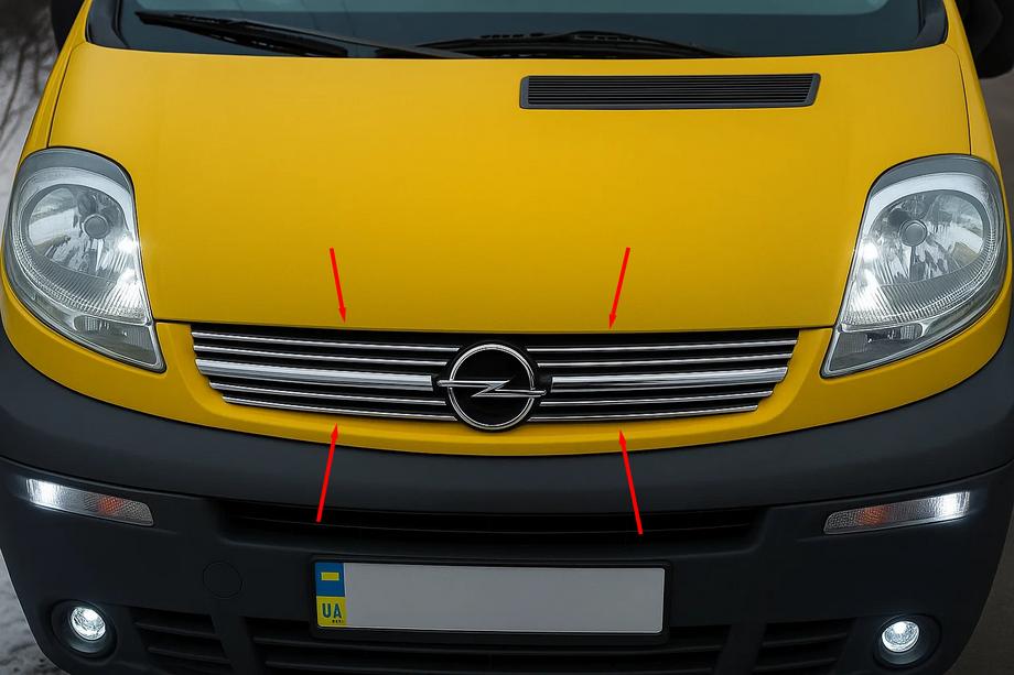 Opel Vivaro 2001–2015 Grille Covers 2001-2007 (8 pcs, Stainless Steel) Image