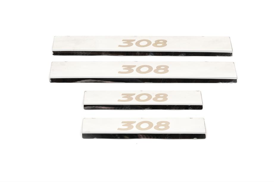 Peugeot 308 2007-2013 Door Sill Protectors (Carmos, 4 pcs, Stainless Steel) Photo 1