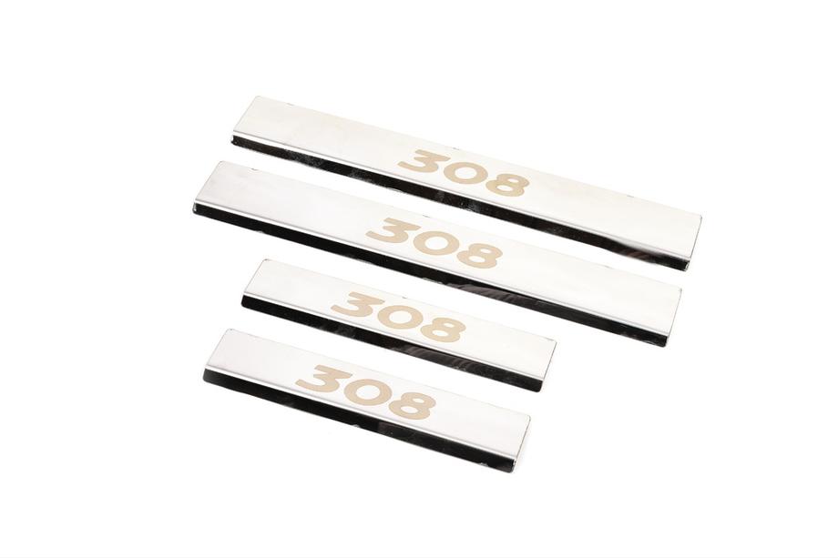Peugeot 308 2007-2013 Door Sill Protectors (Carmos, 4 pcs, Stainless Steel) Photo 2