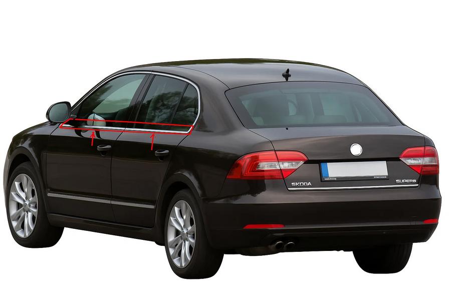 Skoda Superb 2009-2015 Window Trim Stainless Steel (4 pcs) Image