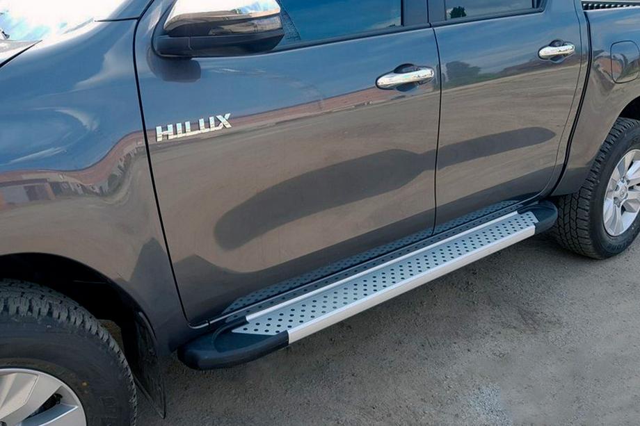 Toyota Hilux 2015- Side Steps Allmond Grey (2 pcs, Aluminum) Image
