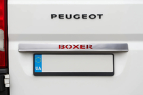 Peugeot Boxer 2006-2025 Chrome trim above license plate with LED red (stainless steel) photo 1