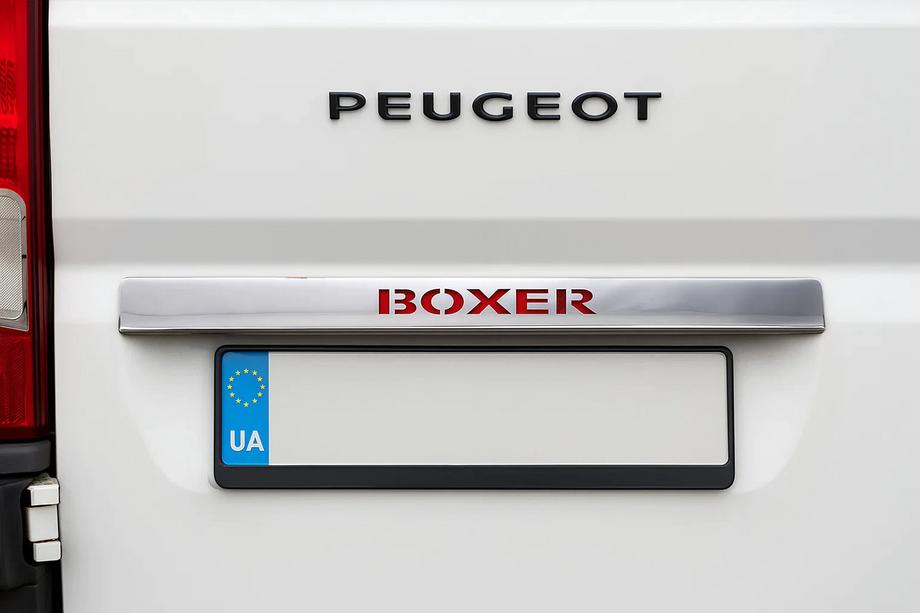 Peugeot Boxer 2006-2025 Chrome trim above license plate with LED red (stainless steel) Image