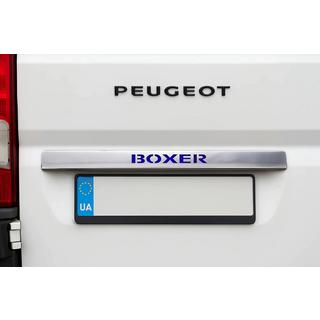 Chrome trim above license plate with LED blue (stainless steel) photo 1