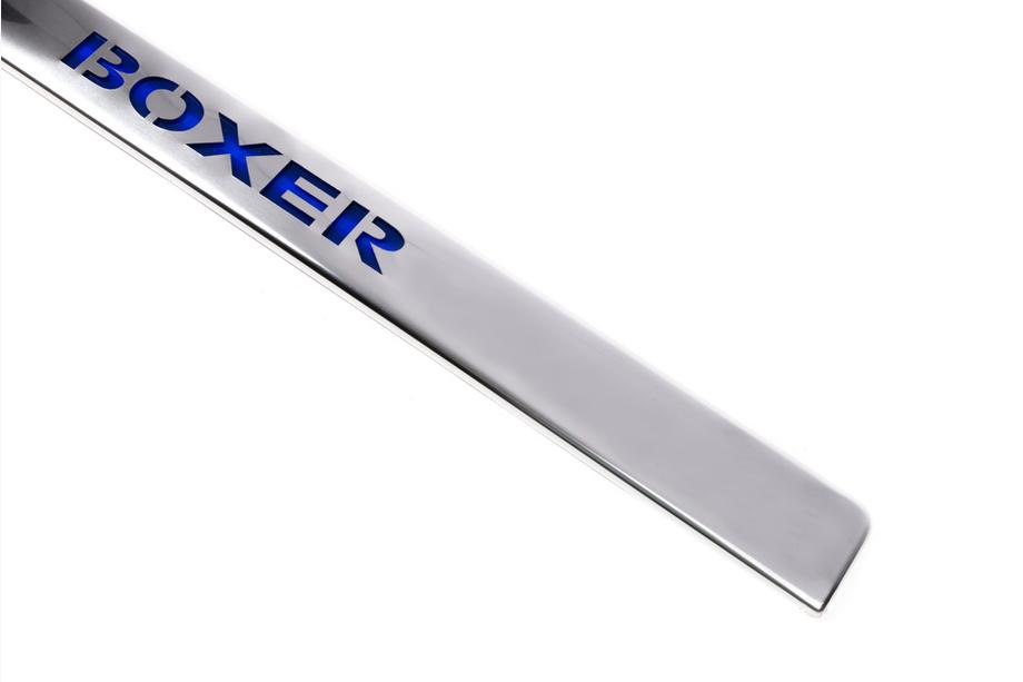Peugeot Boxer 2006-2025 Chrome trim above license plate with LED blue (stainless steel) Photo 3