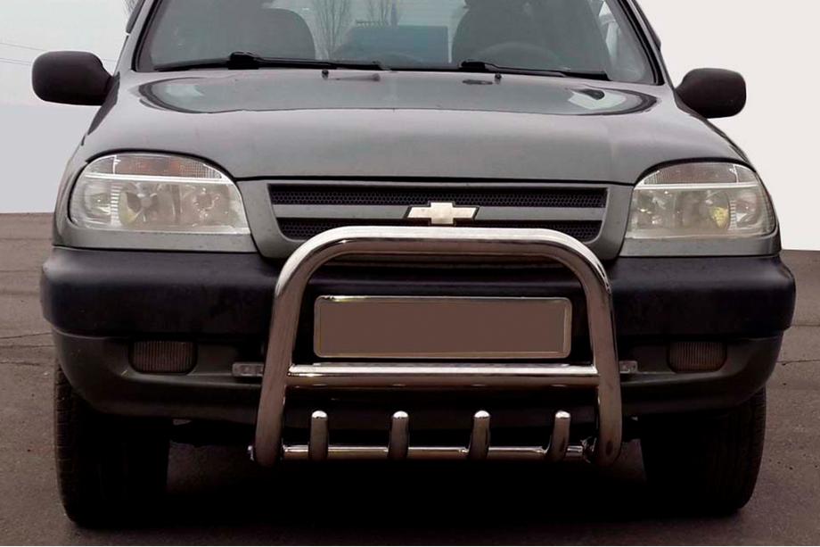 Chevrolet Niva 1998-2020 Bull Bar QT006 (Stainless Steel) Image