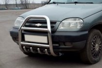 Chevrolet Niva 1998-2020 Bull Bar QT007 (Stainless Steel) photo 1