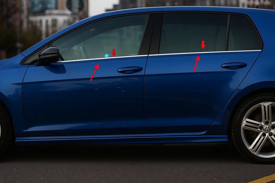Volkswagen Golf 6 2008-2014 Window Trim Molding (4 pcs, Stainless Steel) OmsaLine - Italian Stainless Steel Image