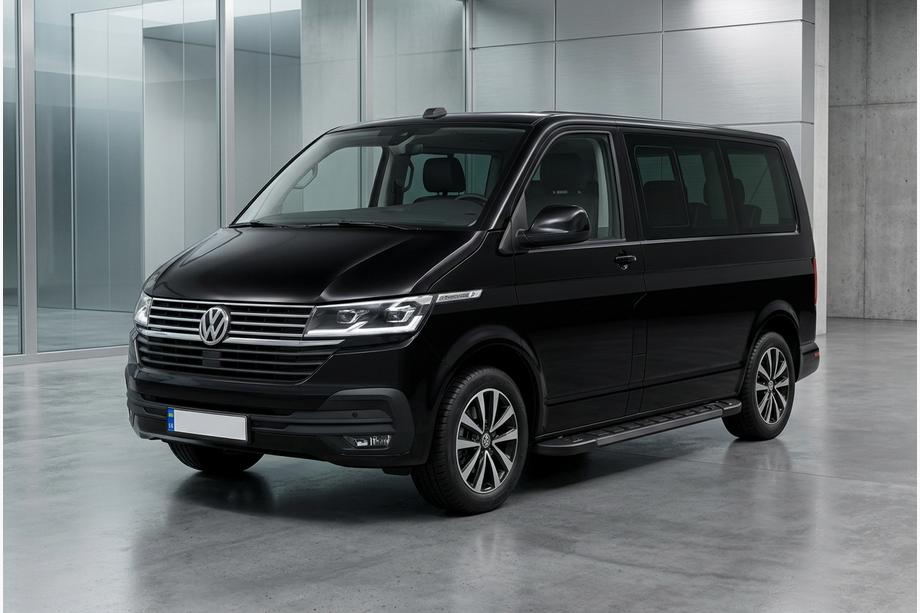 Volkswagen T6 2015-2024 Side Steps RedLine Black (2 pcs, Aluminum) Long Wheelbase Image