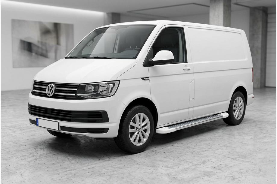 Volkswagen T6 2015-2024 Side Steps Allmond White (2 pcs, Aluminum) Long Wheelbase Image