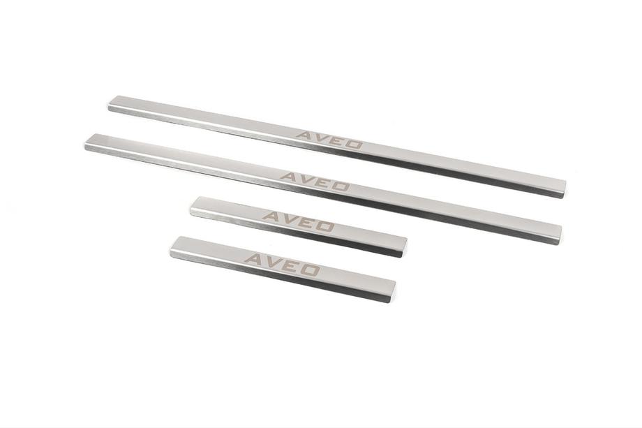 Chevrolet Aveo T250 2005-2011 Carmos Stainless Steel Door Sill Protectors (4 pcs) Image