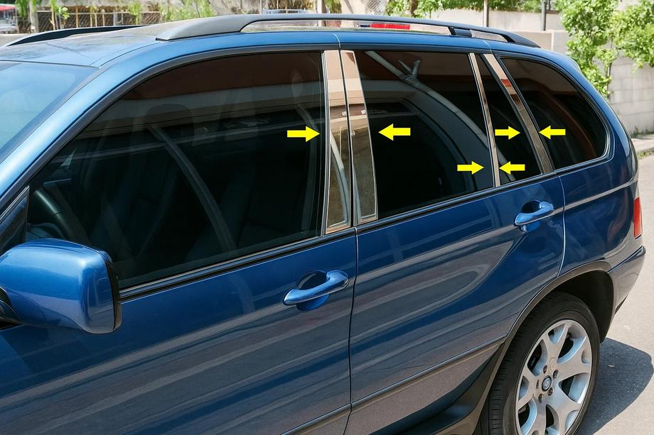 BMW X5 E53 1999–2006 Stainless Steel Door Pillar Trim (8 pcs) Image