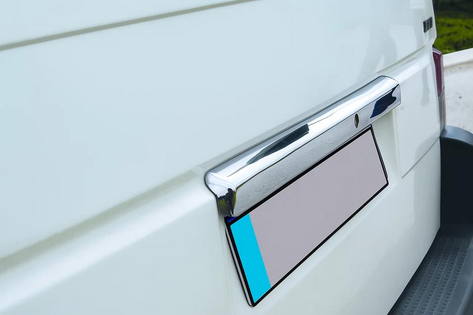 Volkswagen T4 Transporter 1990-2003 Chrome trim above license plate (stainless steel) Tailgate. Carmos - Turkish Steel Image