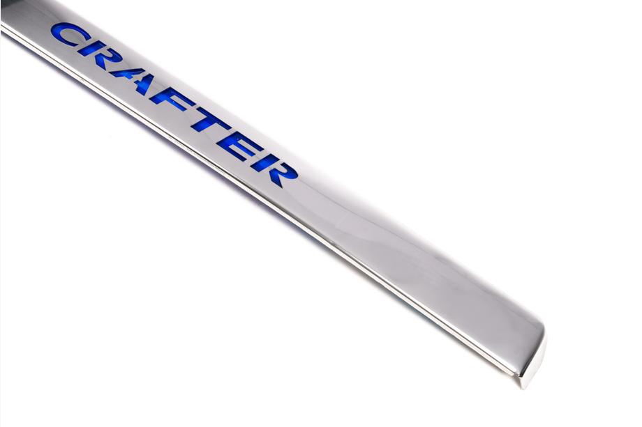 Volkswagen Crafter 2006-2016 Chrome trim above license plate with LED lighting (stainless steel) Blue Lighting Photo 2